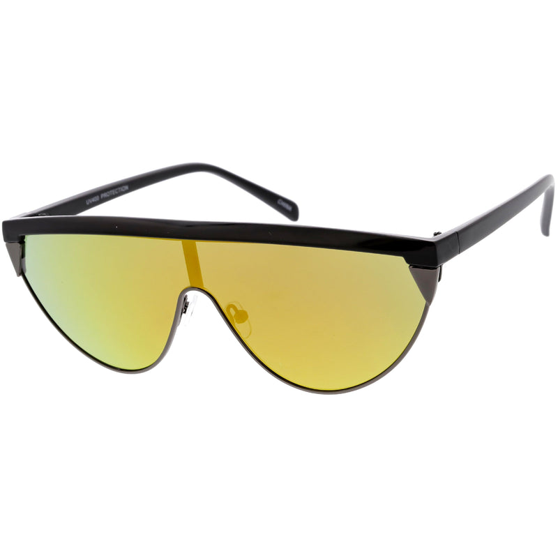 zeroUV Retro Futuristic Flat Top Mono Shield Blade Sunglasses C953 Sunglasses