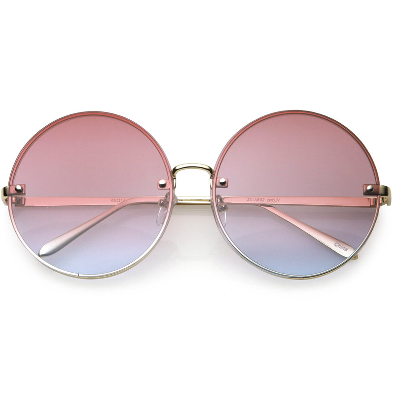zeroUV Women's Oversize Round Rimless Color Two Tone Sunglasses C985 Sunglasses