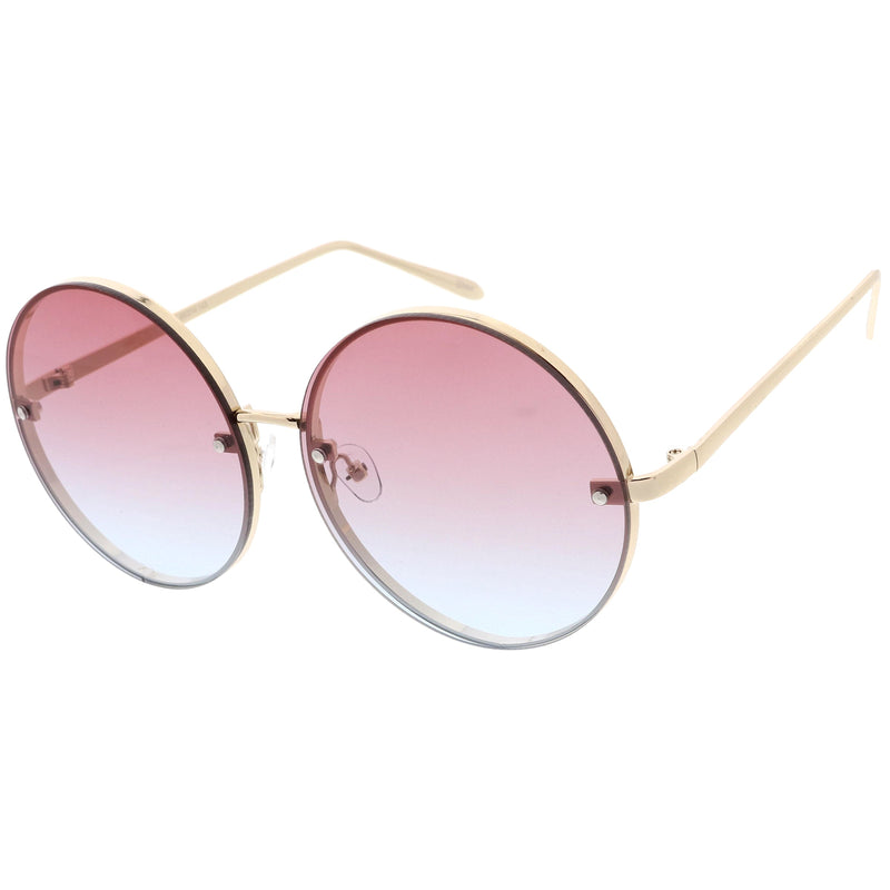zeroUV Women's Oversize Round Rimless Color Two Tone Sunglasses C985 Sunglasses