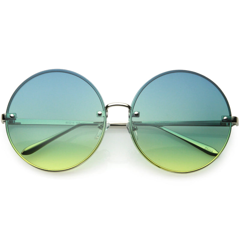 zeroUV Women's Oversize Round Rimless Color Two Tone Sunglasses C985 Sunglasses