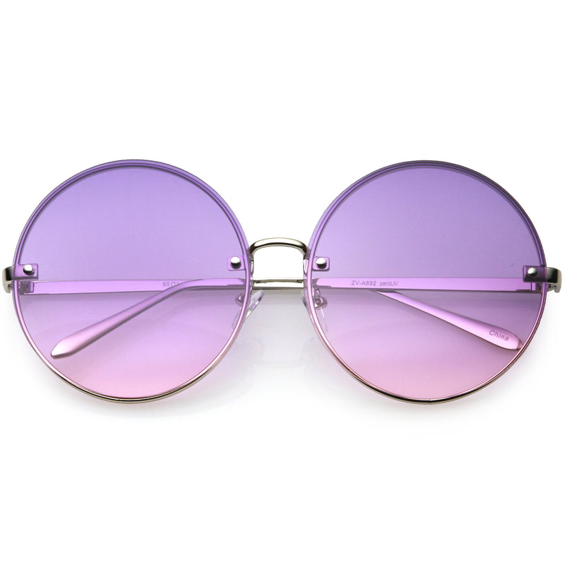 zeroUV Women's Oversize Round Rimless Color Two Tone Sunglasses C985 Sunglasses