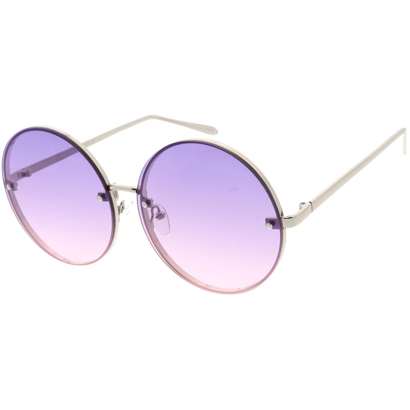 zeroUV Women's Oversize Round Rimless Color Two Tone Sunglasses C985 Sunglasses