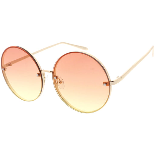 zeroUV Women's Oversize Round Rimless Color Two Tone Sunglasses C985 Sunglasses
