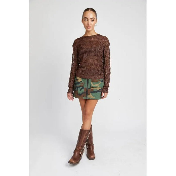 Camo Mini Skirt With Front Zipper