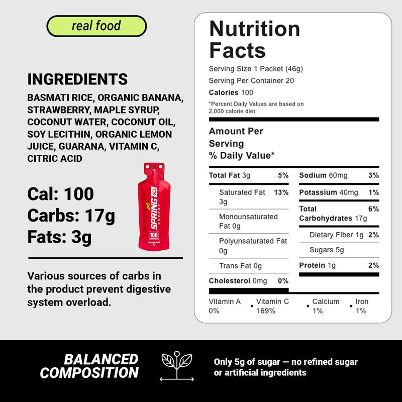 myspringenergy Strawberry Smoothie Gel (Vegan) 100 Kcal- Canaberry Gel Lavender 1 qty,10 pack,20 pack