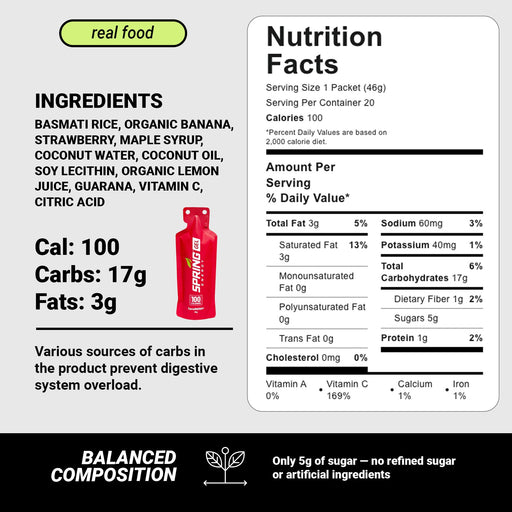 myspringenergy Strawberry Smoothie Gel (Vegan) 100 Kcal- Canaberry Gel Lavender 1 qty,10 pack,20 pack