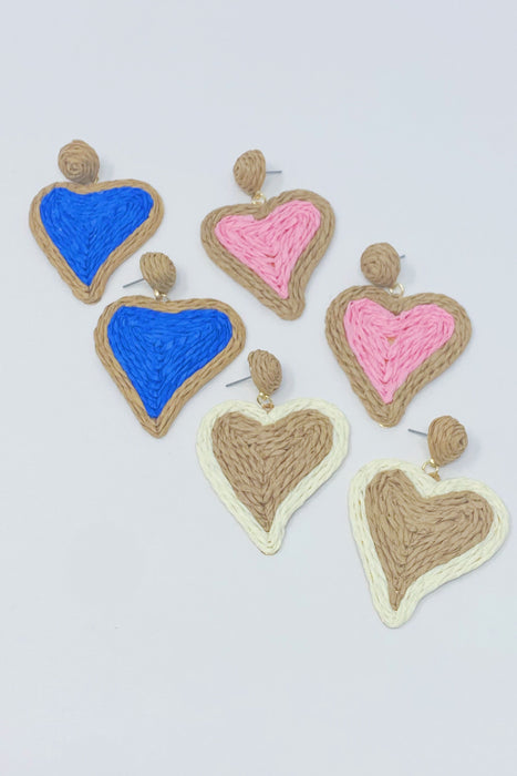 Sunny Days Heart Raffia Earrings