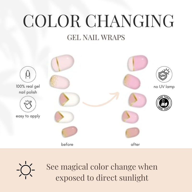 laurenbbeauty COLOR CHANGE Pink & Gold Delicate Geometric Gel Nail Wrap Nail Art Kits & Accessories