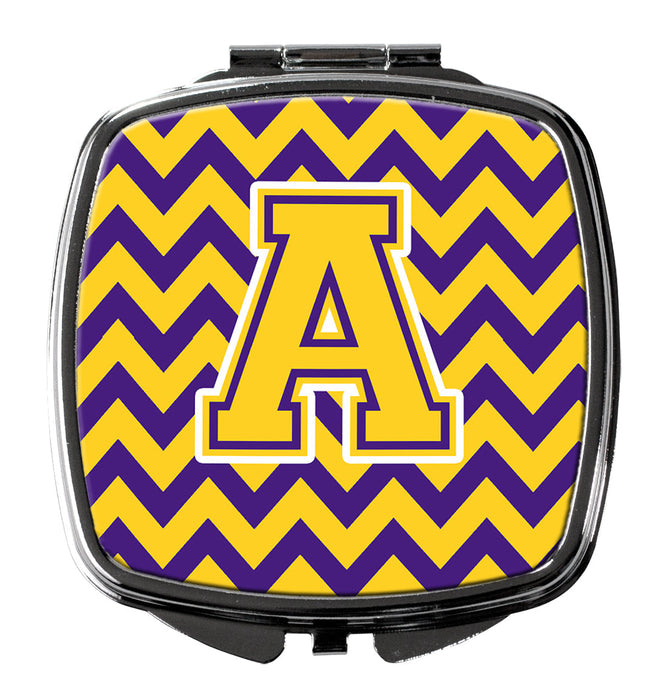 Letter A Chevron Purple and Gold Compact Mirror CJ1041-ASCM by Caroline's Treasures