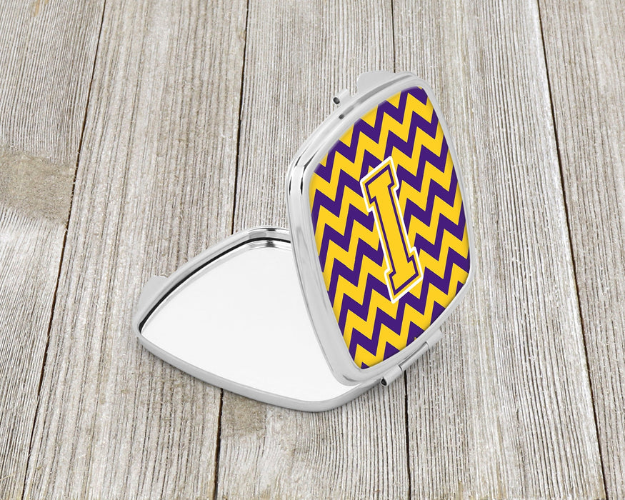 Letter I Chevron Purple and Gold Compact Mirror CJ1041-ISCM by Caroline's Treasures