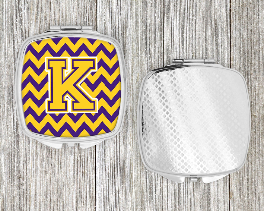 Letter K Chevron Purple and Gold Compact Mirror CJ1041-KSCM by Caroline's Treasures