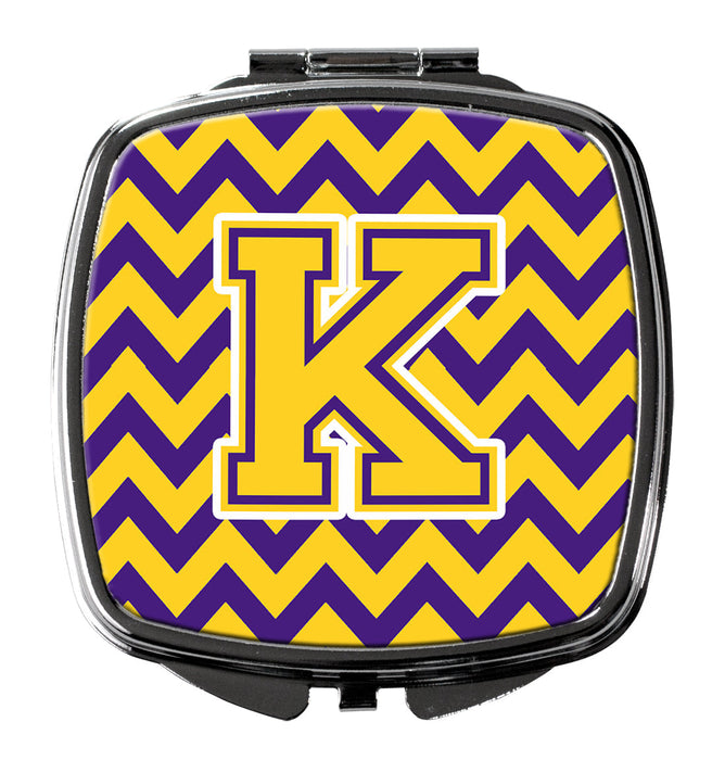 Letter K Chevron Purple and Gold Compact Mirror CJ1041-KSCM by Caroline's Treasures