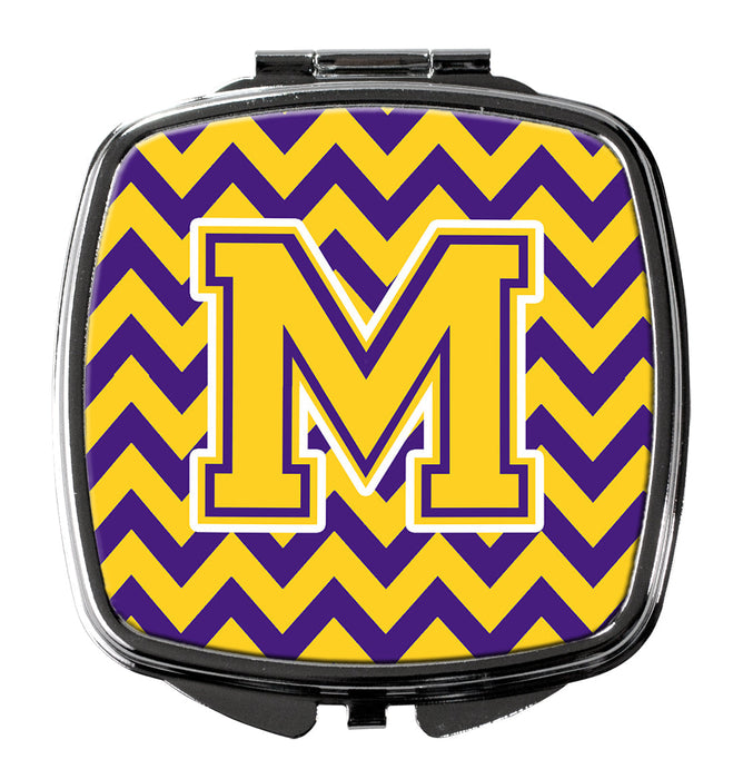 Letter M Chevron Purple and Gold Compact Mirror CJ1041-MSCM by Caroline's Treasures