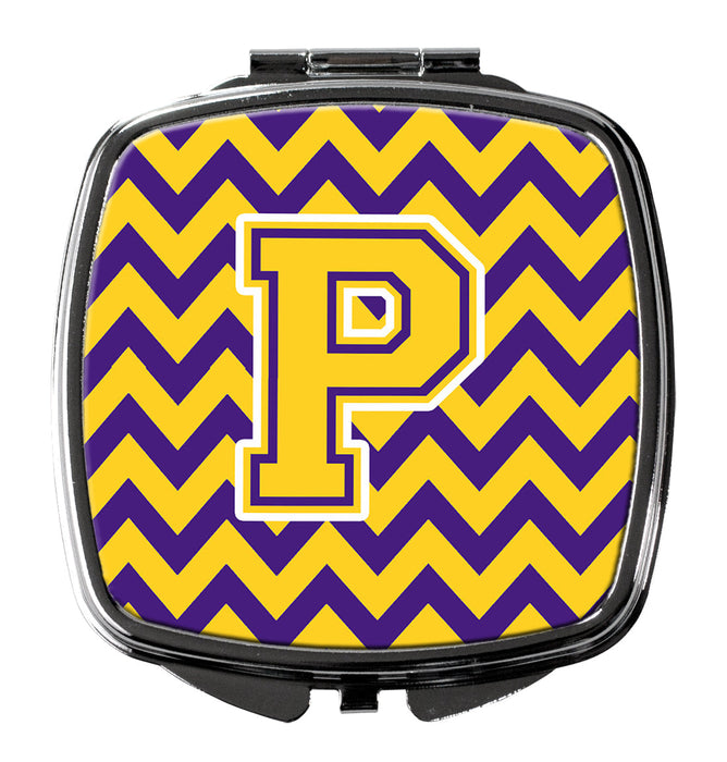 Letter P Chevron Purple and Gold Compact Mirror CJ1041-PSCM by Caroline's Treasures