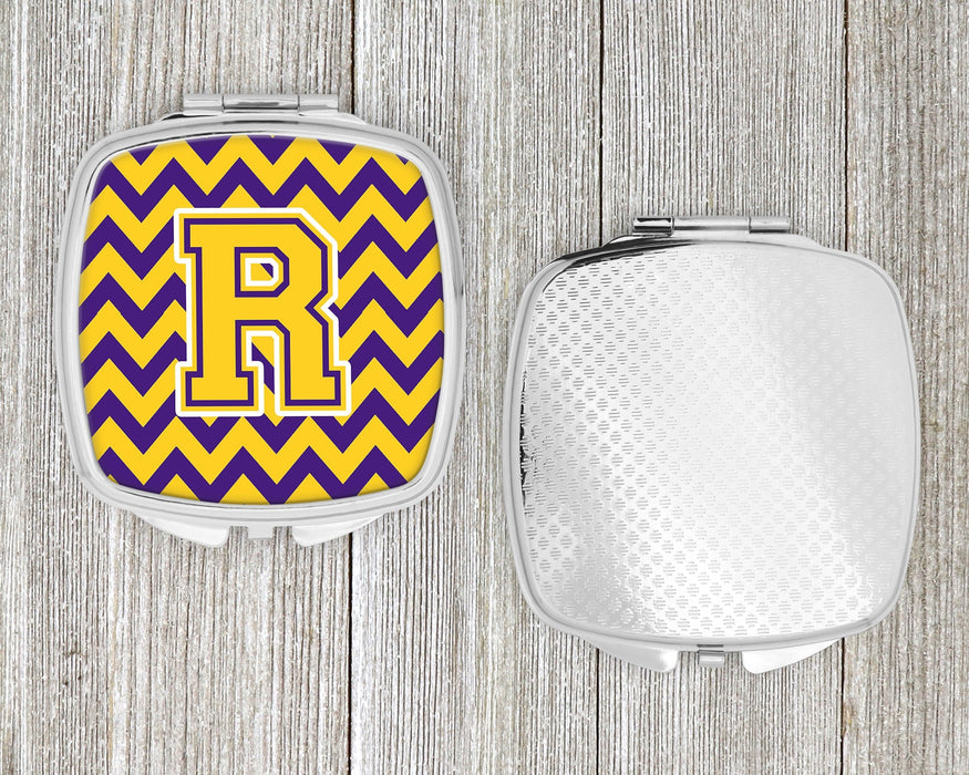 Letter R Chevron Purple and Gold Compact Mirror CJ1041-RSCM by Caroline's Treasures