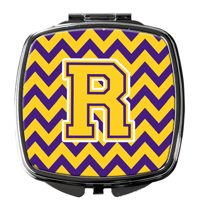 Letter R Chevron Purple and Gold Compact Mirror CJ1041-RSCM by Caroline's Treasures