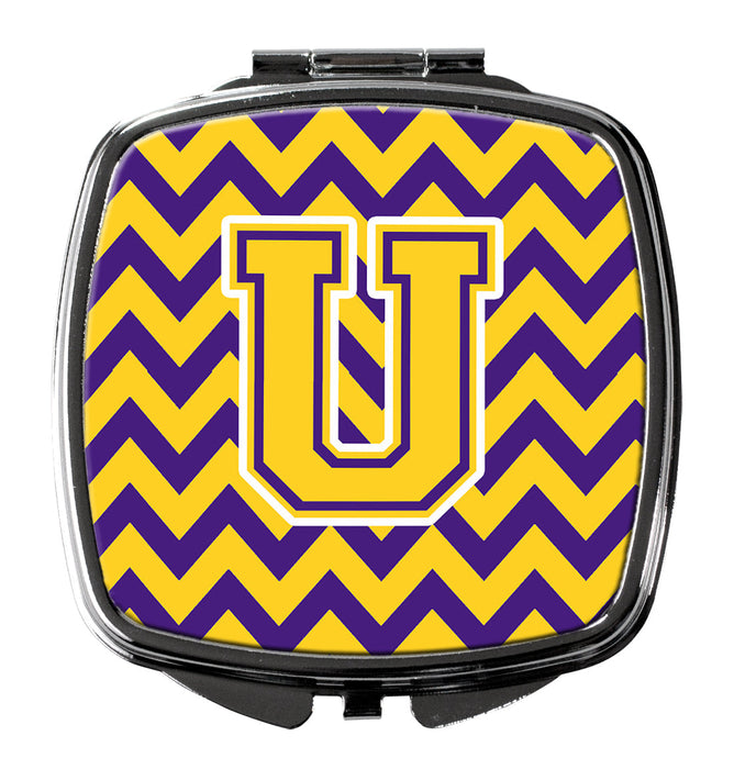 Letter U Chevron Purple and Gold Compact Mirror CJ1041-USCM by Caroline's Treasures