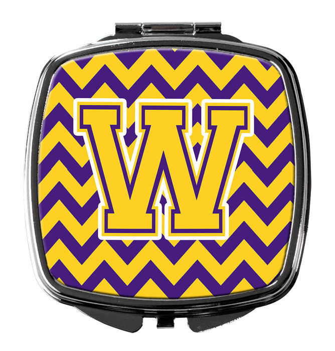 Letter W Chevron Purple and Gold Compact Mirror CJ1041-WSCM by Caroline's Treasures