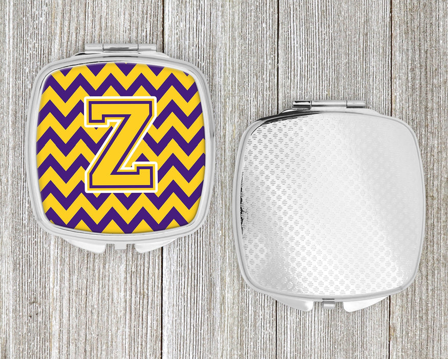 Letter Z Chevron Purple and Gold Compact Mirror CJ1041-ZSCM by Caroline's Treasures