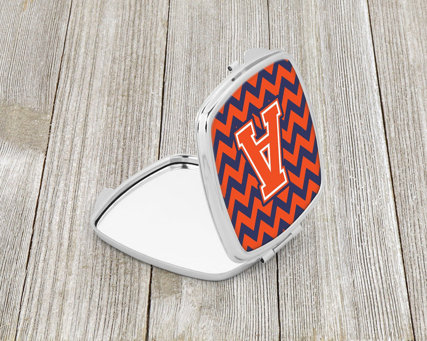 Letter A Chevron Orange and Blue Compact Mirror CJ1042-ASCM by Caroline's Treasures