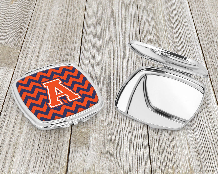 Letter A Chevron Orange and Blue Compact Mirror CJ1042-ASCM by Caroline's Treasures