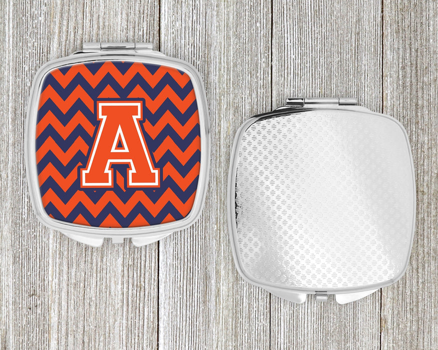 Letter A Chevron Orange and Blue Compact Mirror CJ1042-ASCM by Caroline's Treasures