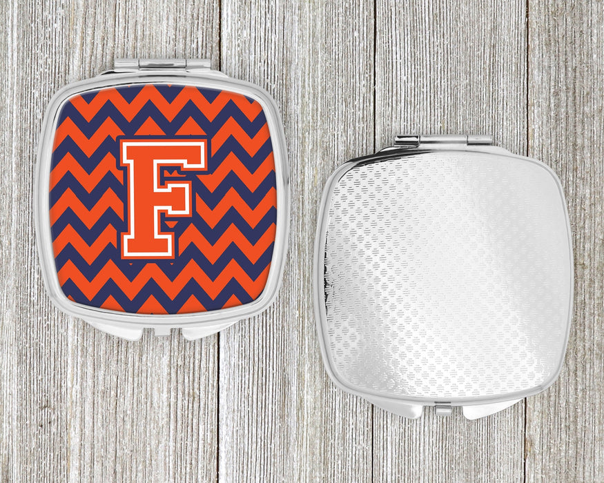 Letter F Chevron Orange and Blue Compact Mirror CJ1042-FSCM by Caroline's Treasures