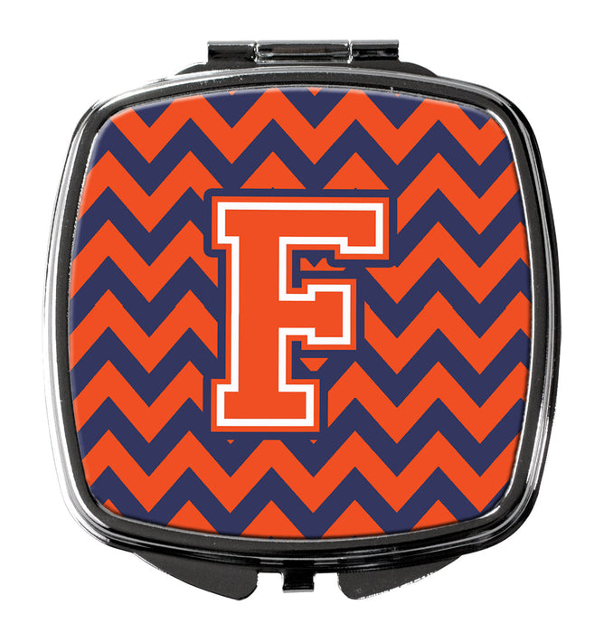 Letter F Chevron Orange and Blue Compact Mirror CJ1042-FSCM by Caroline's Treasures