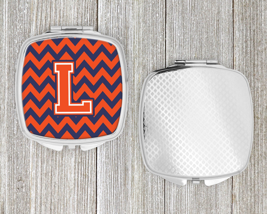 Letter L Chevron Orange and Blue Compact Mirror CJ1042-LSCM by Caroline's Treasures