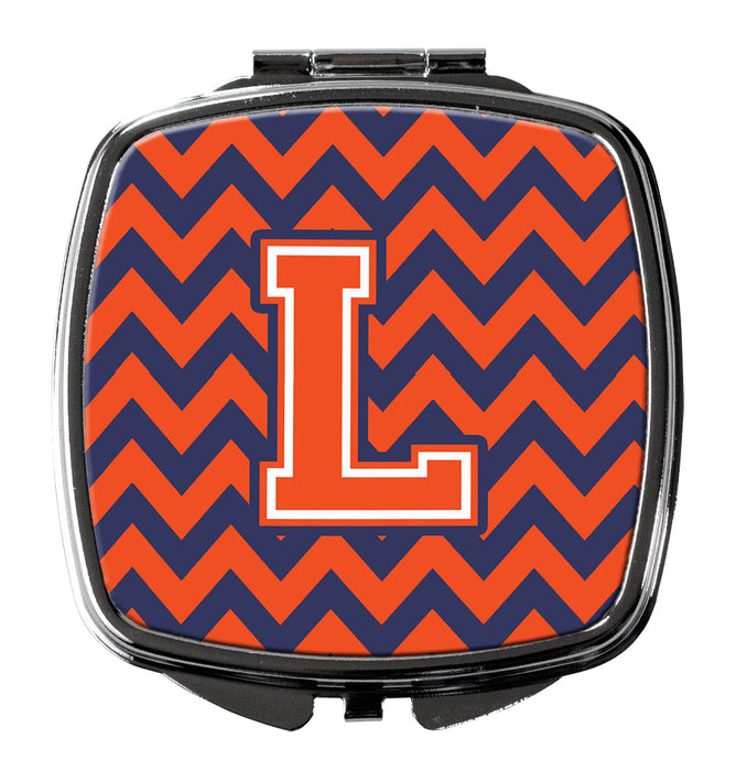 Letter L Chevron Orange and Blue Compact Mirror CJ1042-LSCM by Caroline's Treasures