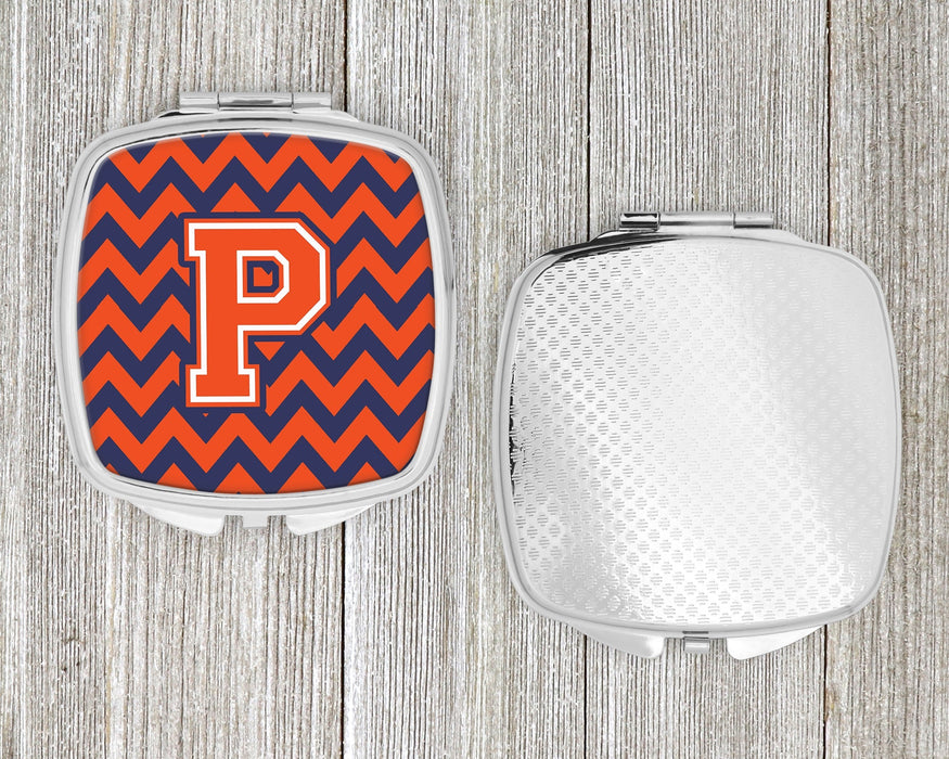 Letter P Chevron Orange and Blue Compact Mirror CJ1042-PSCM by Caroline's Treasures