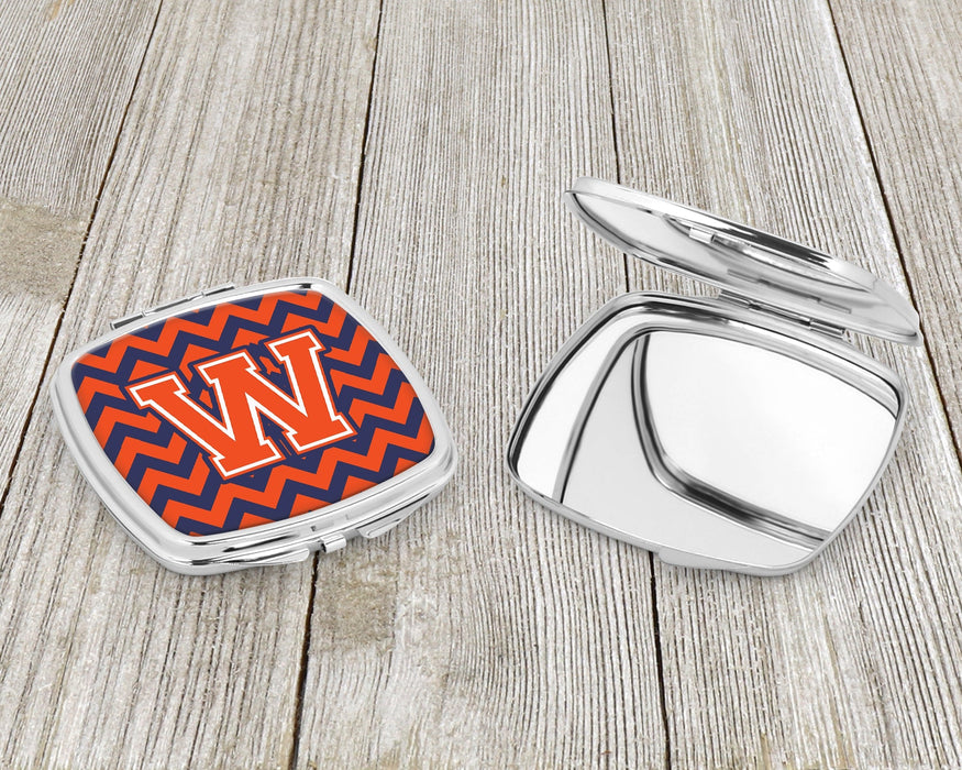 Letter W Chevron Orange and Blue Compact Mirror CJ1042-WSCM by Caroline's Treasures