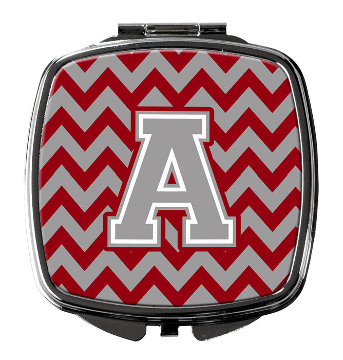 Letter A Chevron Crimson and Grey   Compact Mirror CJ1043-ASCM by Caroline's Treasures