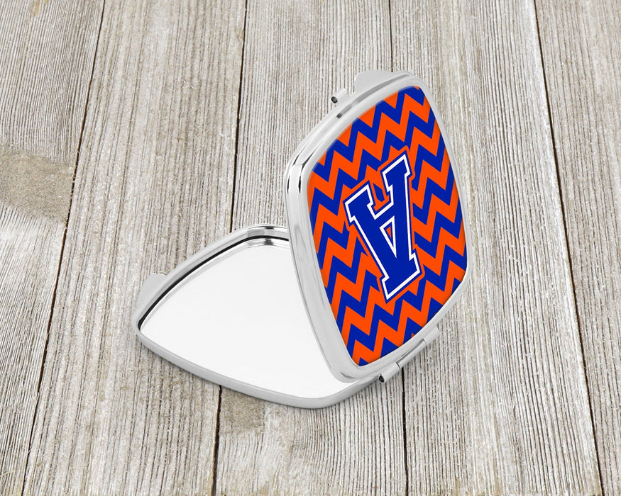 Letter A Chevron Orange and Blue Compact Mirror CJ1044-ASCM by Caroline's Treasures