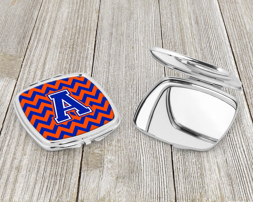 Letter A Chevron Orange and Blue Compact Mirror CJ1044-ASCM by Caroline's Treasures