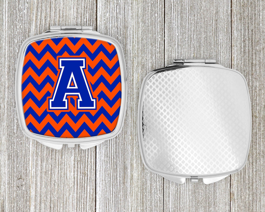 Letter A Chevron Orange and Blue Compact Mirror CJ1044-ASCM by Caroline's Treasures