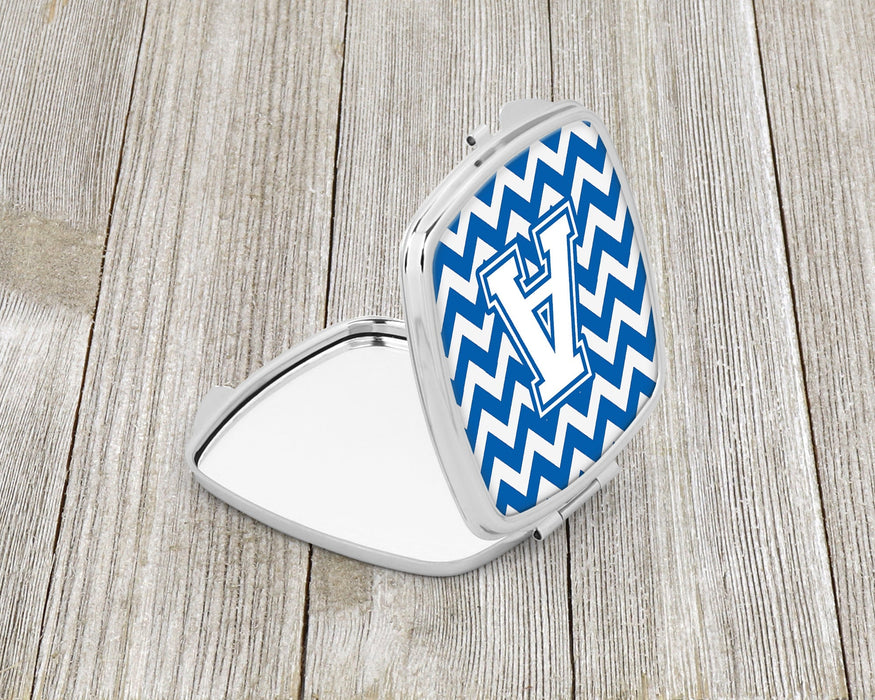 Letter A Chevron Blue and White Compact Mirror