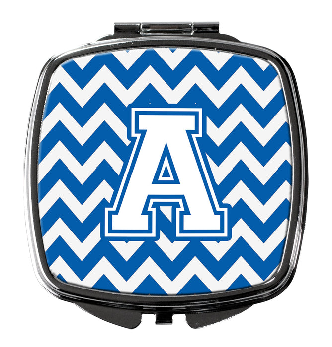 Letter A Chevron Blue and White Compact Mirror