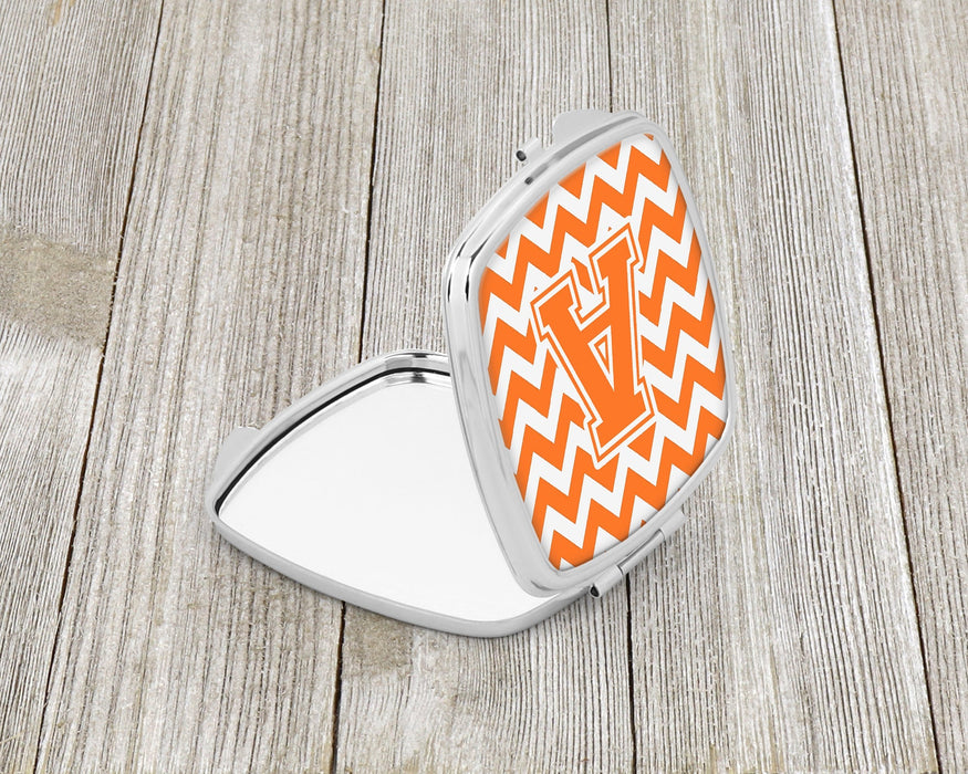 Letter A Chevron Orange and White Compact Mirror CJ1046-ASCM by Caroline's Treasures