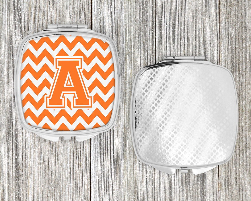 Letter A Chevron Orange and White Compact Mirror CJ1046-ASCM by Caroline's Treasures