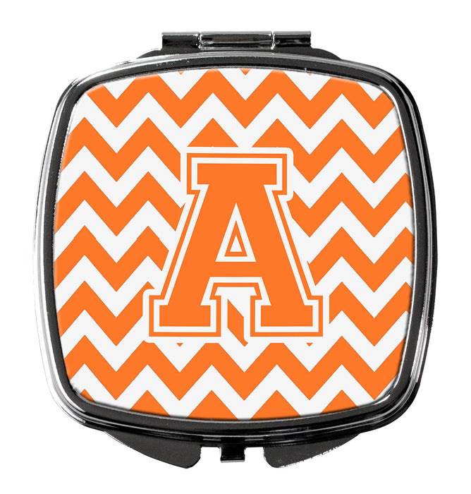 Letter A Chevron Orange and White Compact Mirror CJ1046-ASCM by Caroline's Treasures