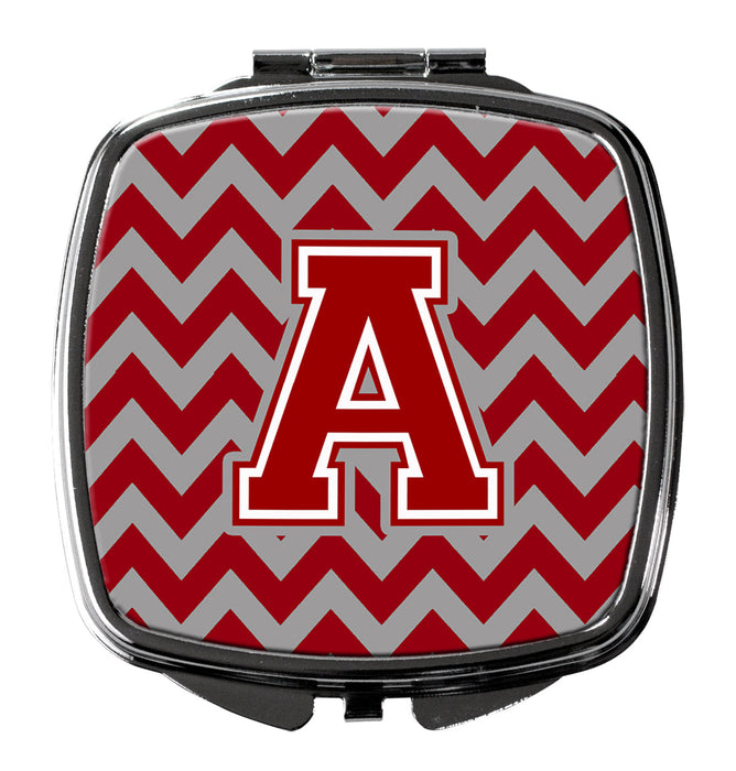 Letter A Chevron Maroon and White Compact Mirror CJ1049-ASCM by Caroline's Treasures