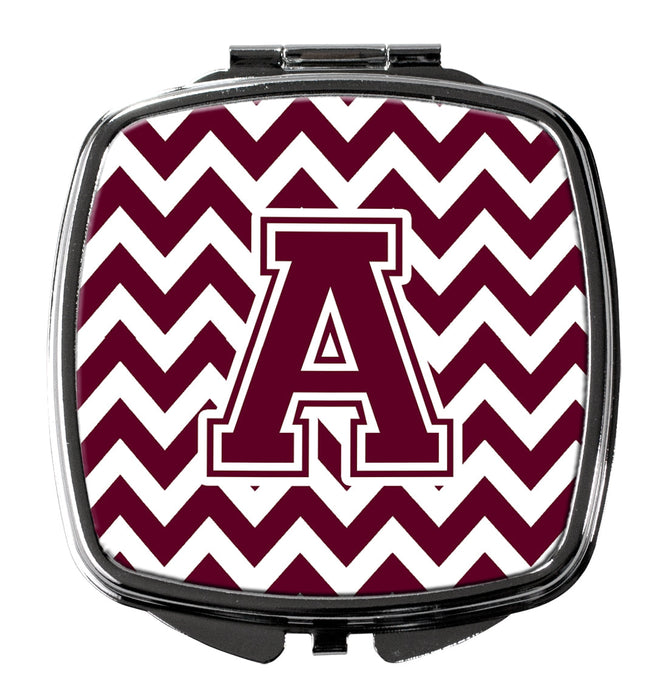 Letter A Chevron Maroon and White  Compact Mirror CJ1051-ASCM by Caroline's Treasures