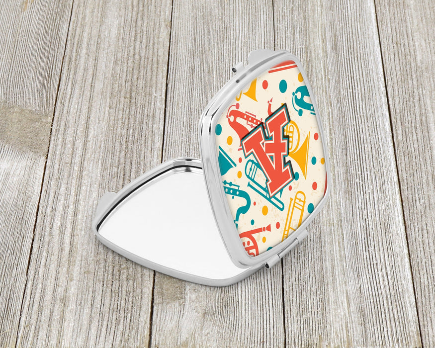 Letter A Retro Teal Orange Musical Instruments Initial Compact Mirror CJ2001-ASCM by Caroline's Treasures