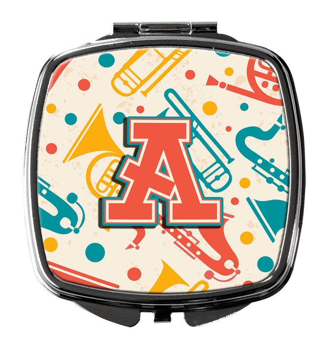 Letter A Retro Teal Orange Musical Instruments Initial Compact Mirror CJ2001-ASCM by Caroline's Treasures