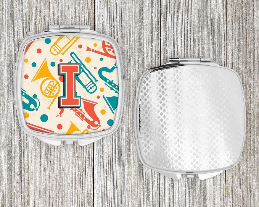 Letter I Retro Teal Orange Musical Instruments Initial Compact Mirror CJ2001-ISCM by Caroline's Treasures