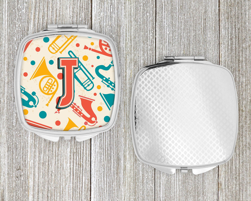 Letter J Retro Teal Orange Musical Instruments Initial Compact Mirror CJ2001-JSCM by Caroline's Treasures