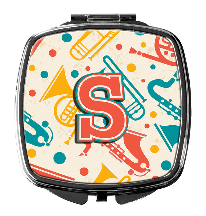 Letter S Retro Teal Orange Musical Instruments Initial Compact Mirror CJ2001-SSCM by Caroline's Treasures