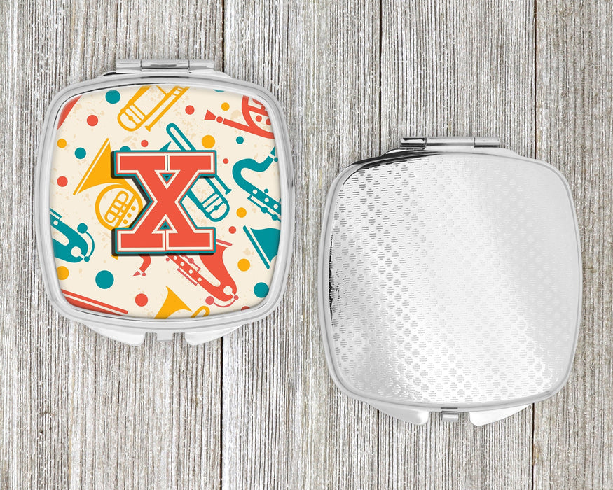 Letter X Retro Teal Orange Musical Instruments Initial Compact Mirror CJ2001-XSCM by Caroline's Treasures