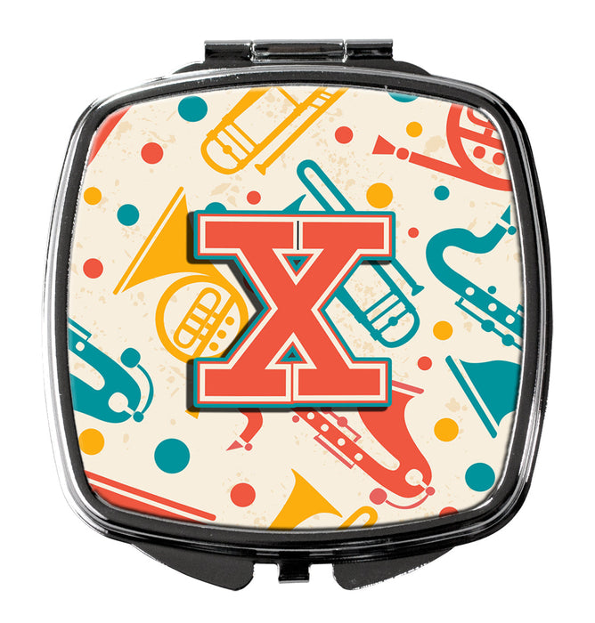 Letter X Retro Teal Orange Musical Instruments Initial Compact Mirror CJ2001-XSCM by Caroline's Treasures